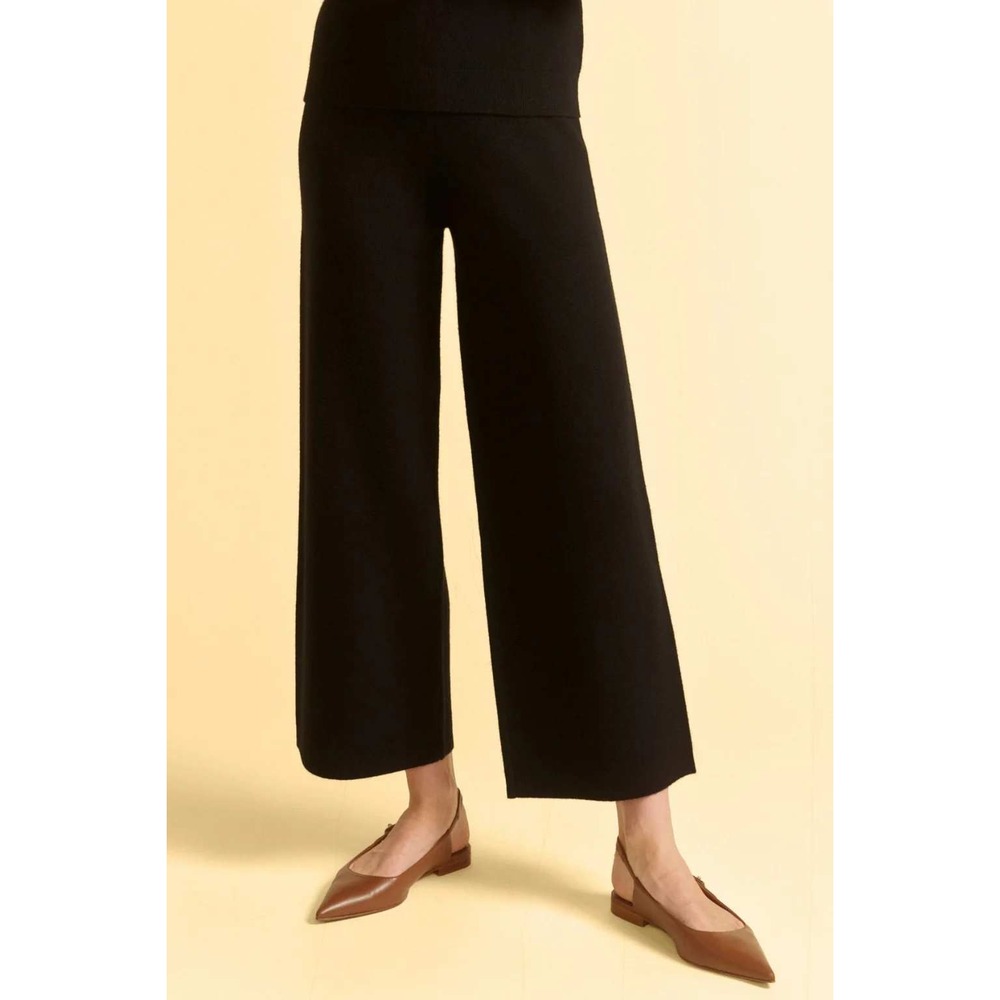 Kilte The Liz 100% Cashmere Washable Pull On Ankle Pant 2 Medium Black Flare